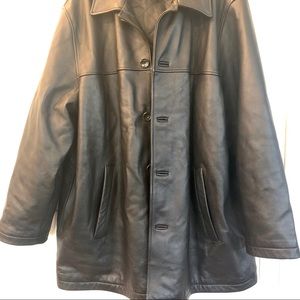 Mens Black Leather jacket XXL Eddie Bauer